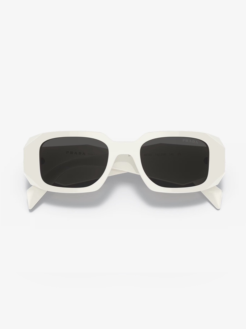 Prada White Oversized Angular Sunglasses with Dark Lenses